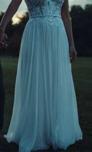 Mira Zwillinger 'Rubi' size 6 used wedding dress view of body of dress on bride