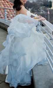 Modern Trousseau 'Laurel' size 8 used wedding dress side view on bride