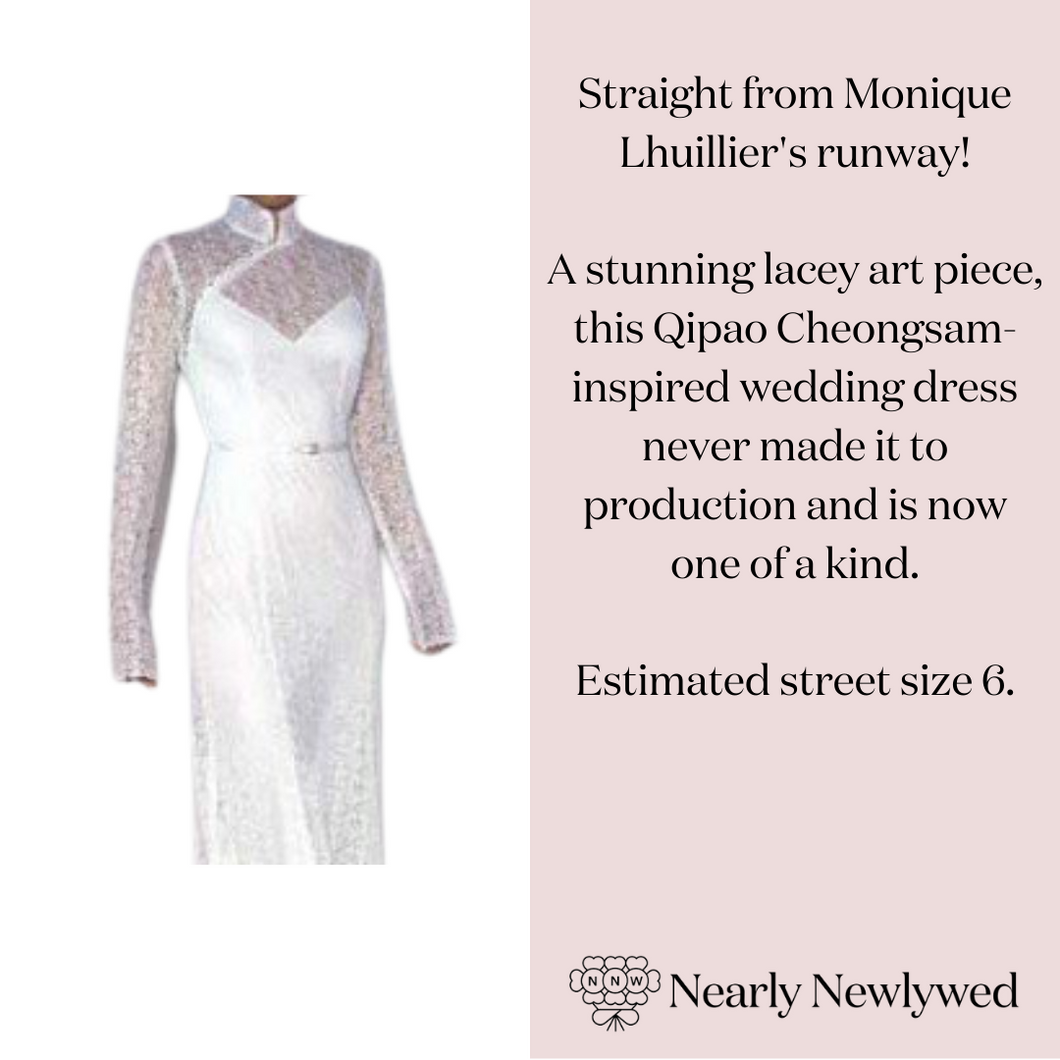 Monique Lhuillier 'Qipao (Cheongsam) Long Sleeve Lace Illusion Wedding Dress'