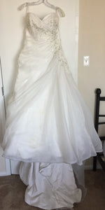 Sophia Tolli 'Crystal' size 10 used wedding dress front view on hanger