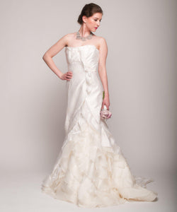 Junko Yoshioka Petal White & Ivory Silk Wedding Dress - Junko Yoshioka - Nearly Newlywed Bridal Boutique - 2