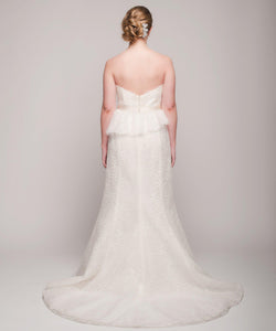 Christos 'Gretta' Peplum Silk Organza Gown - Christos - Nearly Newlywed Bridal Boutique - 3