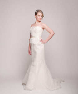 Christos 'Gretta' Peplum Silk Organza Gown - Christos - Nearly Newlywed Bridal Boutique - 2
