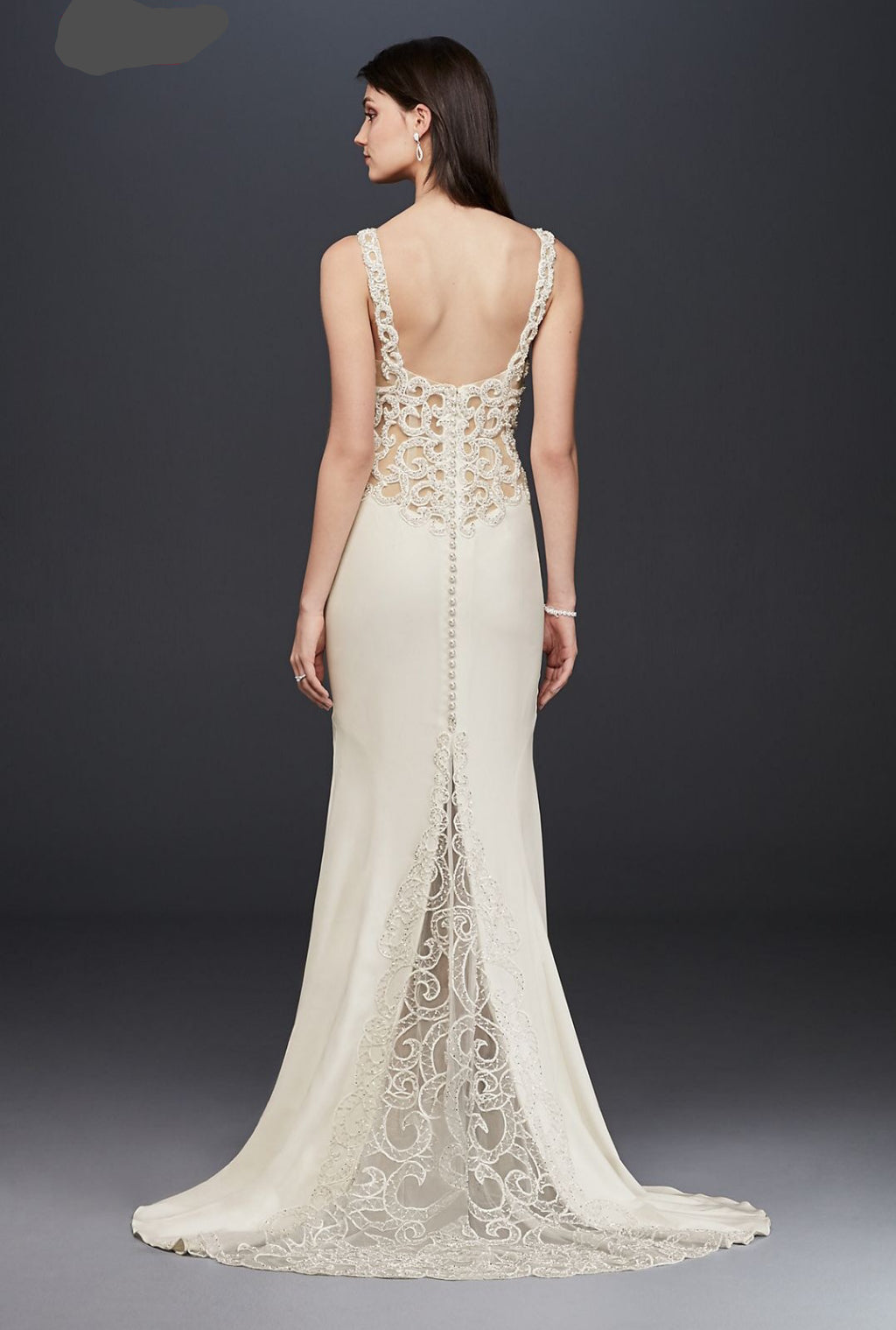 Galina Signature 'Beaded Illusion' size 8 new wedding dress back view on model