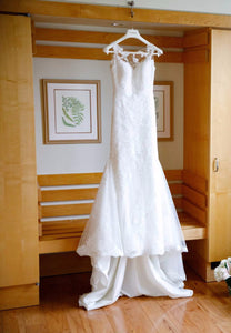 Pronovias 'Tibet/Pladie' size 2 used wedding dress front view on hanger