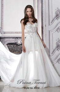 Pnina Tornai '4332' size 8 new wedding dress front view on model