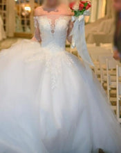 Load image into Gallery viewer, Mary&#39;s Designer &#39;Claudia&#39; size 10 used wedding dress front view on bride
