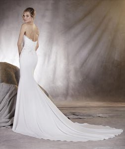 Pronovias 'Alicia' size 8 sample wedding dress back view on model