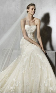 Pronovias 'Tessy' size 6 used wedding dress front view on model