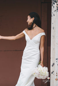 Austin Scarlett 'Eden' size 4 used wedding dress front view on bride