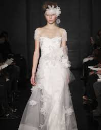 Reem Acra 'Over the Moon' size 10 used wedding dress front view on model