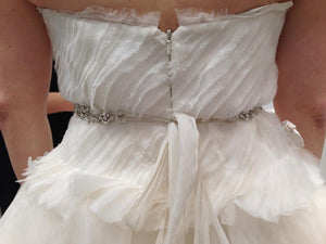 Rivini 'Waverly' size 8 used wedding dress back view close up on bride