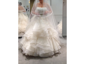 Rivini 'Waverly' size 8 used wedding dress front view on bride