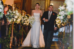 Jenny Lee 'Silk Taffeta' size 4 used wedding dress front view on bride