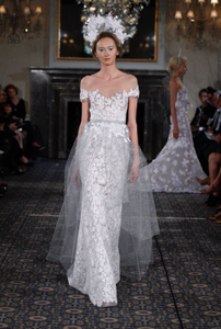 Mira Zwillinger 'Custom' size 4 used wedding dress front view on model