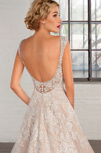 Demetrios 'Cosmobella' size 10 new wedding dress back view on model