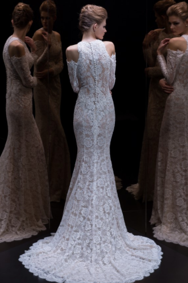 Demetrios 'Glistening Grace' size 4 new wedding dress back view on model
