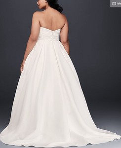 David's Bridal 'Empire Waist' size 18 used wedding dress back view on bride