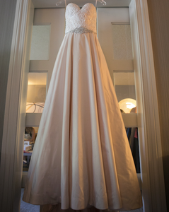 Romona Keveza 'Legend L6109' size 2 used wedding dress front view on hanger