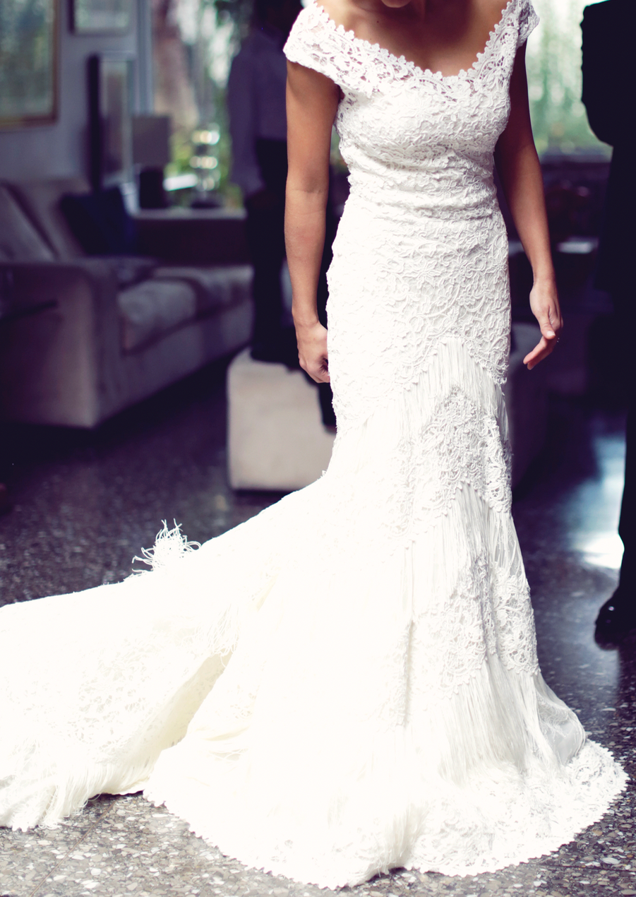 Pronovias 'Ksira' size 4 used wedding dress front view on bride