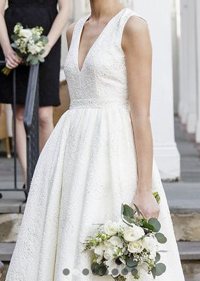 J Crew 'Beaded Silk' size 6 new wedding dress front view on bride