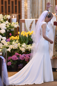 Essence of Australia '2238' size 6 new wedding dress side view on bride