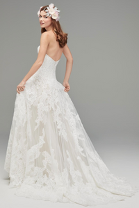Watters 'Lyric 3012B' size 12 used wedding dress back view on model