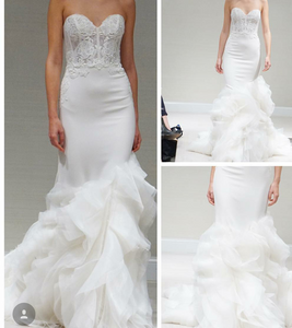 Lazaro '3610' size 4 used wedding dress front view on bride