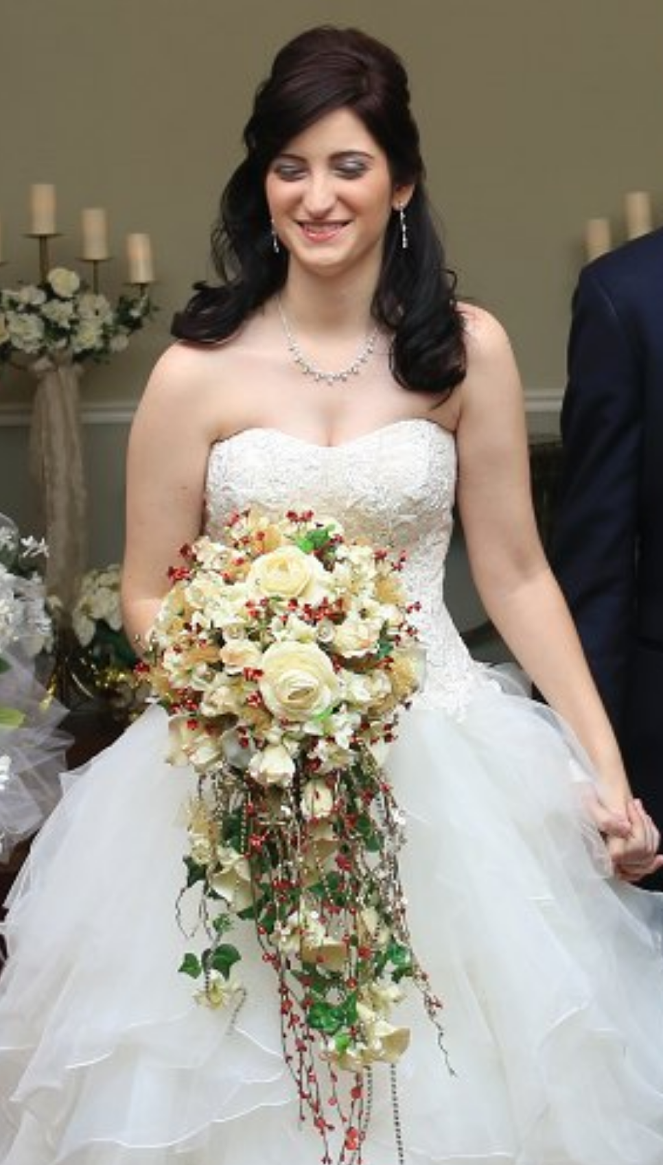 Oleg Cassini 'White' size 2 used wedding dress front view on bride