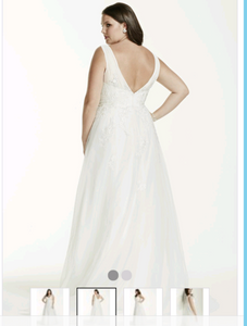 David's Bridal 'Romantic' size 22 used wedding dress back view on model