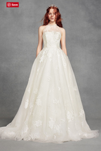 Load image into Gallery viewer, Vera Wang White &#39;Illusion Floral&#39; size 4 new wedding dress front view on model
