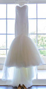 Mark Zunino 'Mermaid' size 4 used wedding dress front view on hanger