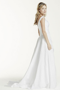 David's Bridal 'T9861 Off-the-shoulder with Side Draping'