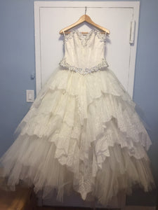 Pnina Tornai '2 Piece' size 6 used wedding dress front view on hanger