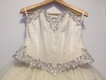 Load image into Gallery viewer, Pnina Tornai &#39;2 Piece&#39; size 6 used wedding dress front view close up on hanger
