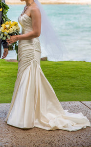 Pronovias 'Tigris' size 4 used wedding dress side view on bride