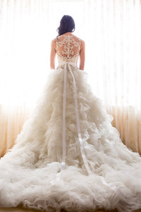 Veluz Reyes 'Vivian' size 0 sample wedding dress back view on model