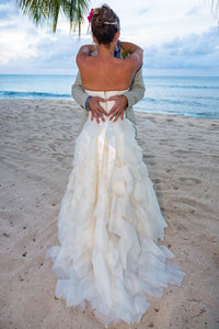 Vera Wang 'Deidre' size 8 used wedding dress back view on bride