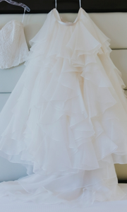 Watters 'Priya Skirt 7009B' size 14 used wedding dress front view on hanger
