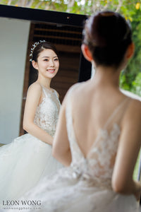 Lazaro '3607' size 0 used wedding dress back view on bride