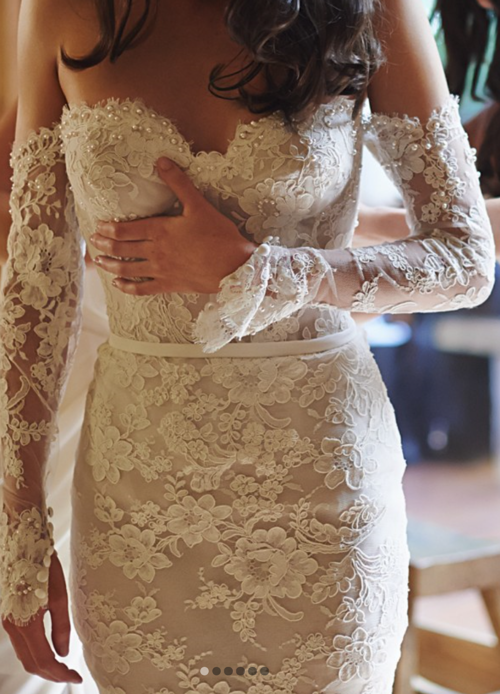 Leah Da Gloria 'Custom' size 2 used wedding dress front view on bride