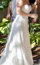 Load image into Gallery viewer, David&#39;s Bridal &#39;Lace Strapless&#39; size 8 used wedding dress side view on bride
