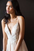 Load image into Gallery viewer, Galina Signature &#39;Sheer Beaded&#39; size 6 new wedding dress front view on bride
