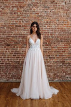 Load image into Gallery viewer, Galina Signature &#39;Sheer Beaded&#39; size 6 new wedding dress front view on bride
