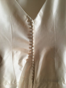 Paloma Blanca 'Dupioni' size 10 used wedding dress back view on hanger
