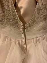 Load image into Gallery viewer, Allure &#39;Sequin&#39; size 16 used wedding dress back view on hanger
