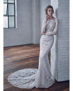 Badgley Mischka 'Callista' size 12 sample wedding dress front view on model