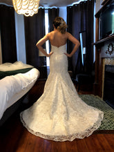 Load image into Gallery viewer, Modern Trousseau &#39;Sailor&#39; size 12 used wedding dress back view on bride
