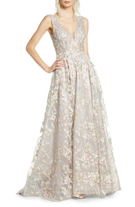 Mac Duggal 'Floral Embroidered V-Neck Gown 20131D'