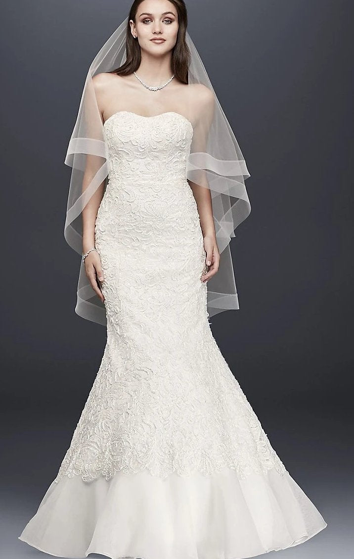Galina Signature '400 Soft White' size 16 new wedding dress front view on model